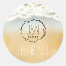 Rustika Krans Slinglampor Bröllopsdekal Runt Klistermärke