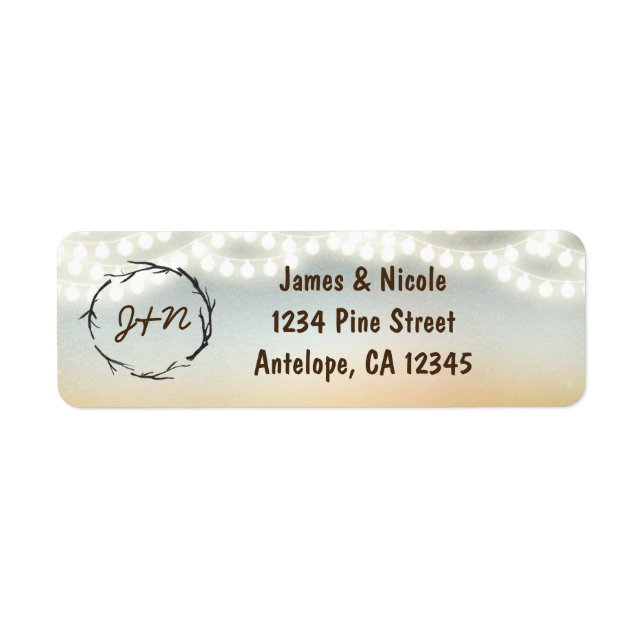 Rustika Kvistar Krans Sladd Ljus Adressetiketter Returadress Etikett (Framsidan)