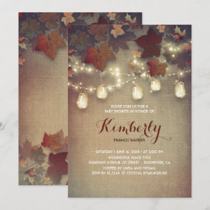 Rustika lampor i murarljus Höst Baby Shower Inbjudningar