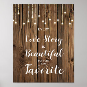 Rustika lampor i sträng Every Love story is..bröll Poster