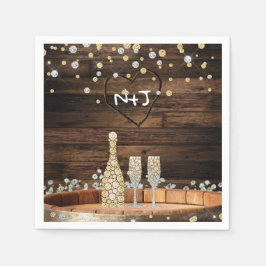 Rustika lampor i träfat, Champagne Modern fest Pappersservett