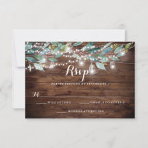 Rustika lampor med bladslingor Trä Bröllop RSVP