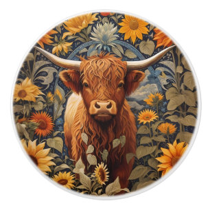 Rustika landsbygd Highland Ko Sunflowers Knopp