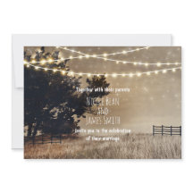 Rustika landskaps- & belysningsbröllopsinbjudninga