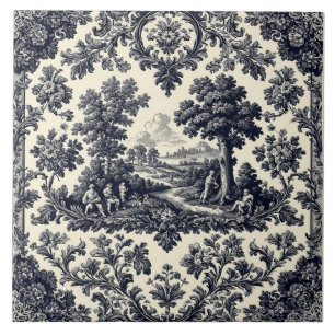 Rustika lantfolk Fransk Toile Pastoral Landskap Kakelplatta