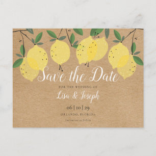 Rustika Lemons Boho Elegant Spara Datumet Vykort