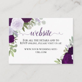 Rustika Lila Akvarellrosor Bröllopswebbplats Tilläggskort