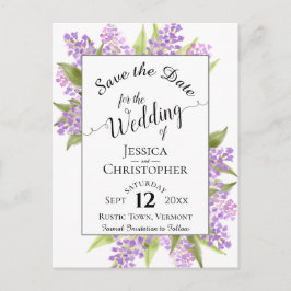 Rustika liljor & kalligrafi Bröllop Spara datum Meddelande Vykort