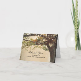 Rustika ljus för höstträd Bröllop tack Kort