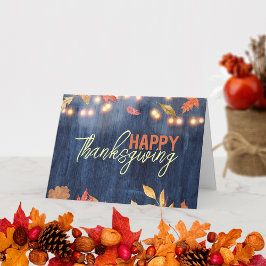 Rustika Ljus i Marinblått för Thanksgiving Kort