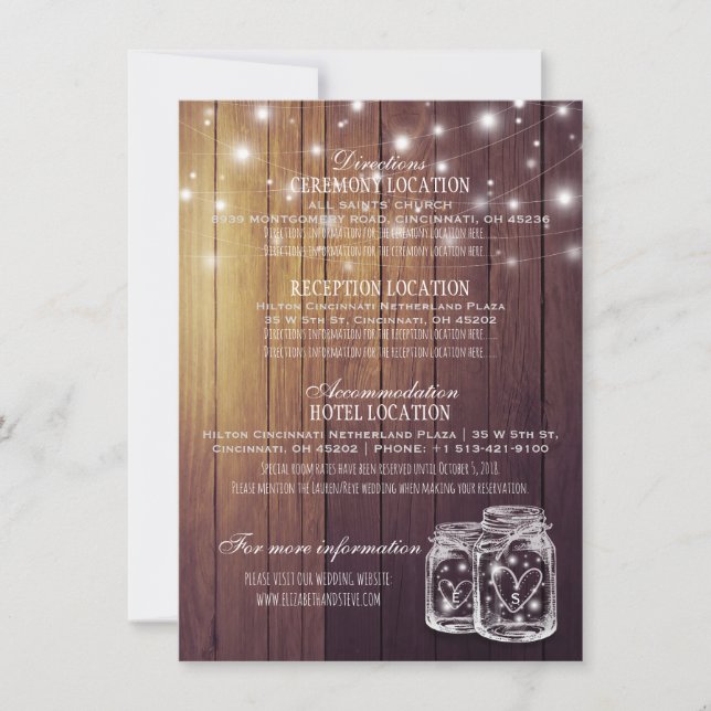 Rustika Ljus i Muralburkar på Trä Wedding Dekorati Inbjudningar (Framsida)