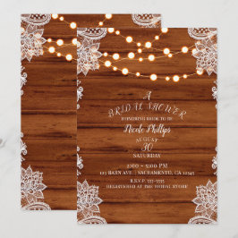 Rustika Ljus i Trä och Snurregarn Bröllopsfest Inbjudningar