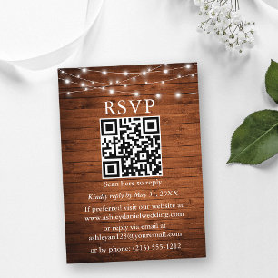 Rustika Ljus i Trä Snurra QR Bröllop RSVP Tilläggskort