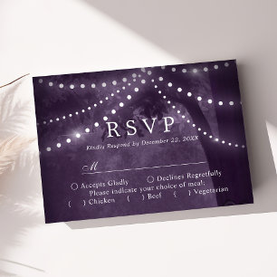 Rustika Ljus i Träd Sträng Purple Bröllop RSVP OSA Kort