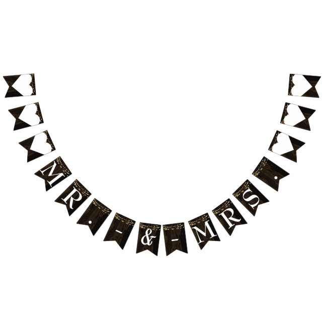 Rustika Ljus i Trädgårdsslinga Mr. Mrs. Bröllop Vimplar (Alla)