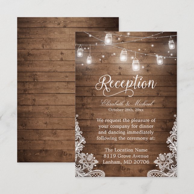 Rustika Ljus i Trådnät för Murade Krukor Linsens U Inbjudningar (Fram/baksida)