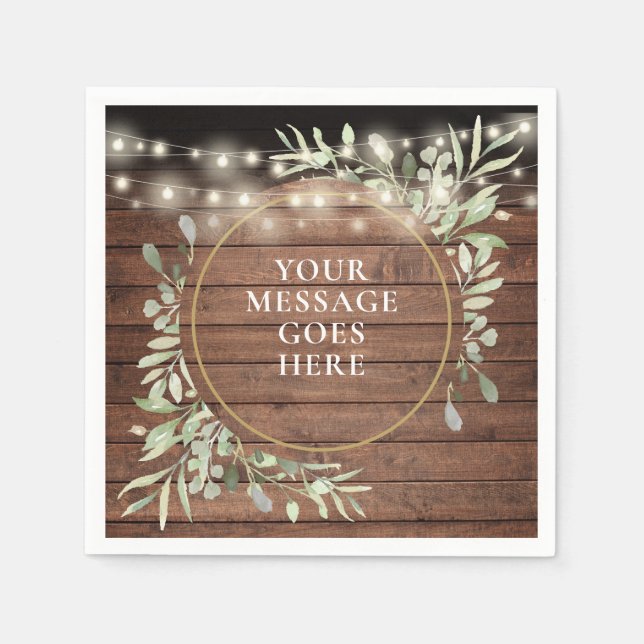 Rustika Ljus med Trä och Grönska Pappersservett (Framsidan)