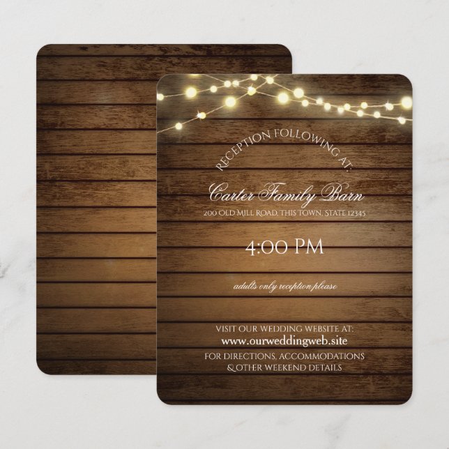 Rustika Ljus och Ladan Trädetaljer Bröllop Inbjudningar (Fram/baksida)