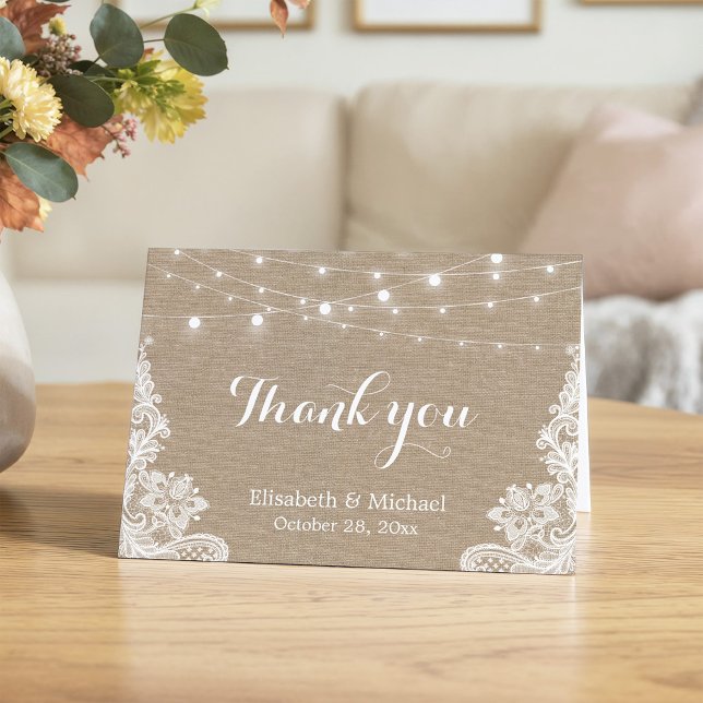 Rustika Ljus Snurra String Ljus Spets Bröllop Tack (Skapare uppladdad)