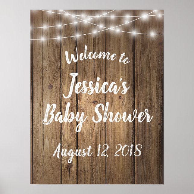 Rustika Ljusbelysning Trä Event Baby Shower Bröllo Poster (Framsidan)