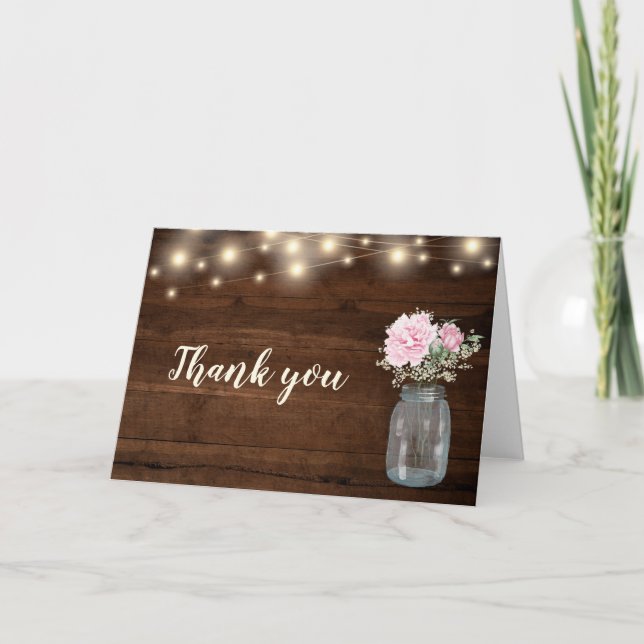 Rustika Ljuskedja med Trä och Murbruk Krukor Blomm Tack Kort (Framsida)