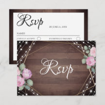 Rustika Ljuskedjor Trä & Blommig RSVP Bröllop 