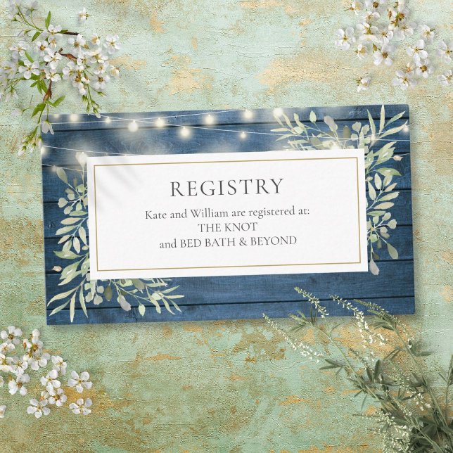 Rustika Ljuslyktor Bröllopsdusch Gåva Registrering Tilläggskort (Rustic String Lights Wedding Shower Gift Registry Enclosure Card)