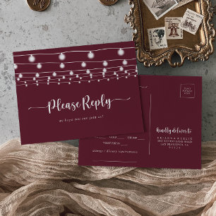 Rustika ljusslingar Burgundy menyval RSVP Vykort