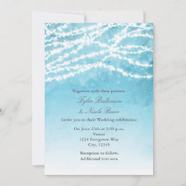 Rustika ljusslingor Blå bröllopsinbjudan Inbjudningar