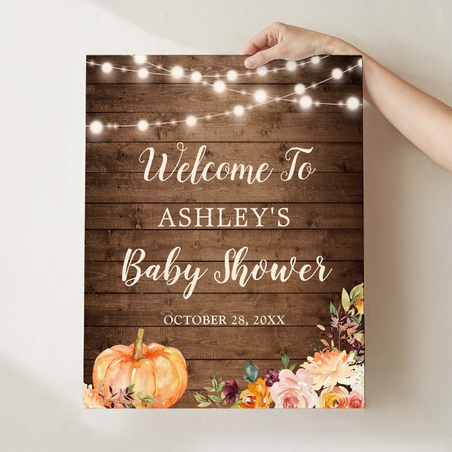 Rustika Ljussträngar Höst Pumpa Baby Shower Poster (Skapare uppladdad)