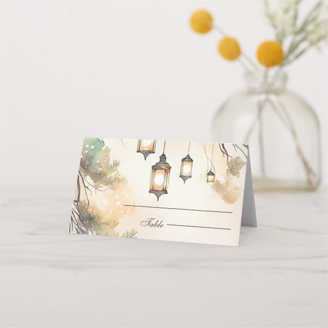 Rustika Ljustakar för Trädgård och Bröllop  Placeringskort (Framsida)