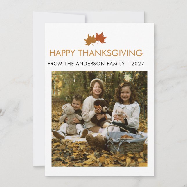 Rustika Lönnlöv Thanksgiving Familjefoto Julkort (Framsida)