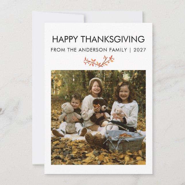 Rustika Lönnlöv Thanksgiving Familjefoto Julkort (Framsida)