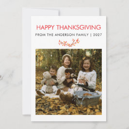 Rustika Lönnlöv Thanksgiving Familjefoto Julkort