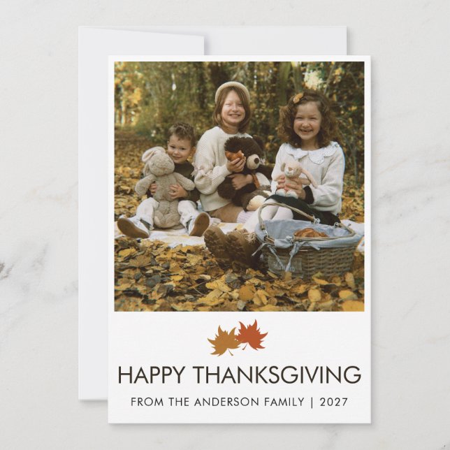 Rustika Lönnlöv Thanksgiving Familjefoto Julkort (Framsida)