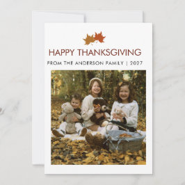 Rustika Lönnlöv Thanksgiving Familjefoto Julkort