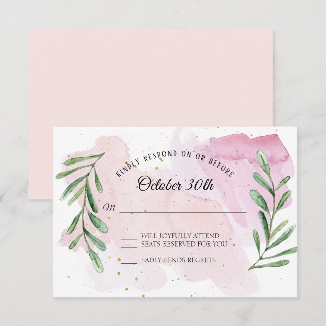 Rustika löv av eukalyptus guld modern vattenfärg R Inbjudningar (Fram/baksida)