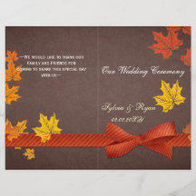 Rustika löv faller två gånger Bröllopsprogrammet