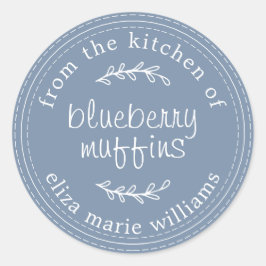 Rustika Moderna Bakat Blåbärsmuffins Blue C Runt Klistermärke
