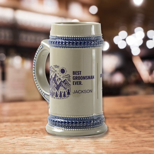 Rustika Moderne Berg Anpassad Bröllopsman Sejdel (Best Groomsman Ever Custom Stein )