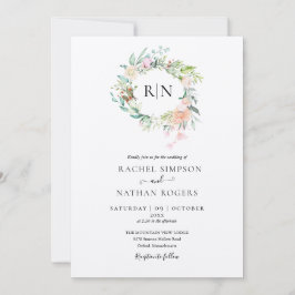 Rustika Monogram Rosor Blommig Bröllopsinbjudan Inbjudningar