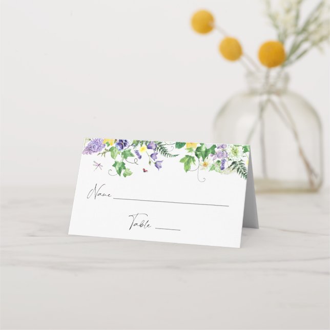 Rustika nartsissflisor och vildblommor Platskort Placeringskort (Framsida)