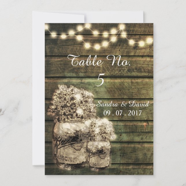 Rustika nummerlappar i murarljusglas inbjudningar (Framsida)