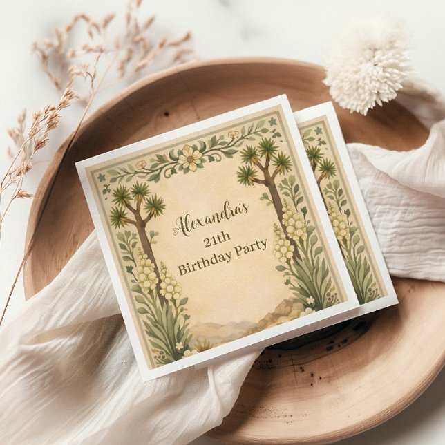 Rustika Öken Botaniska Födelsedag Pappersservett (Skapare uppladdad)