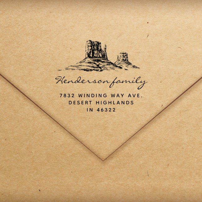 Rustika ökenberg familj återvändande adress stämpel (Skapare uppladdad)