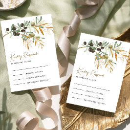 Rustika oliv guld blad gren bröllop OSA kort