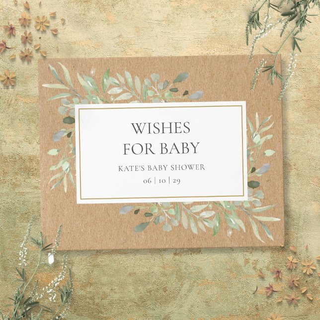 Rustika önskningar för baby grönska Watercolor Brö Gästböcker (Rustic Wishes for Baby Greenery Watercolor Shower Guest Book)