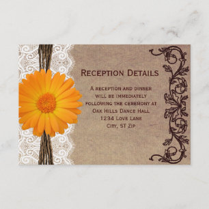 Rustika Orange Gerber Daisy Bröllopsmottagning Kor Tilläggskort
