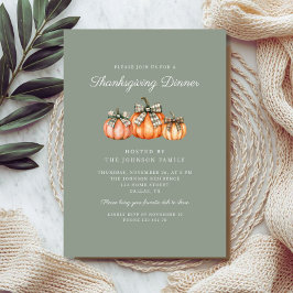 Rustika Orange Pumpa Thanksgiving Middag Inbjudningar