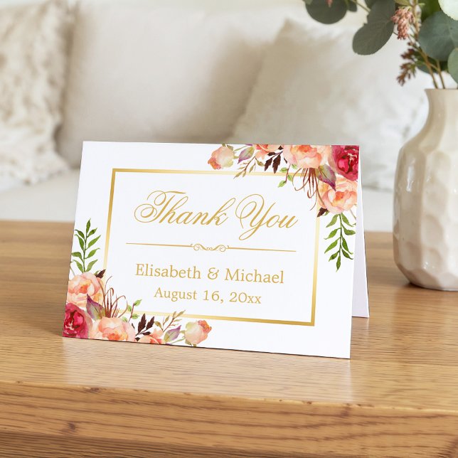 Rustika orange rosblommor guld ram tack (Skapare uppladdad)